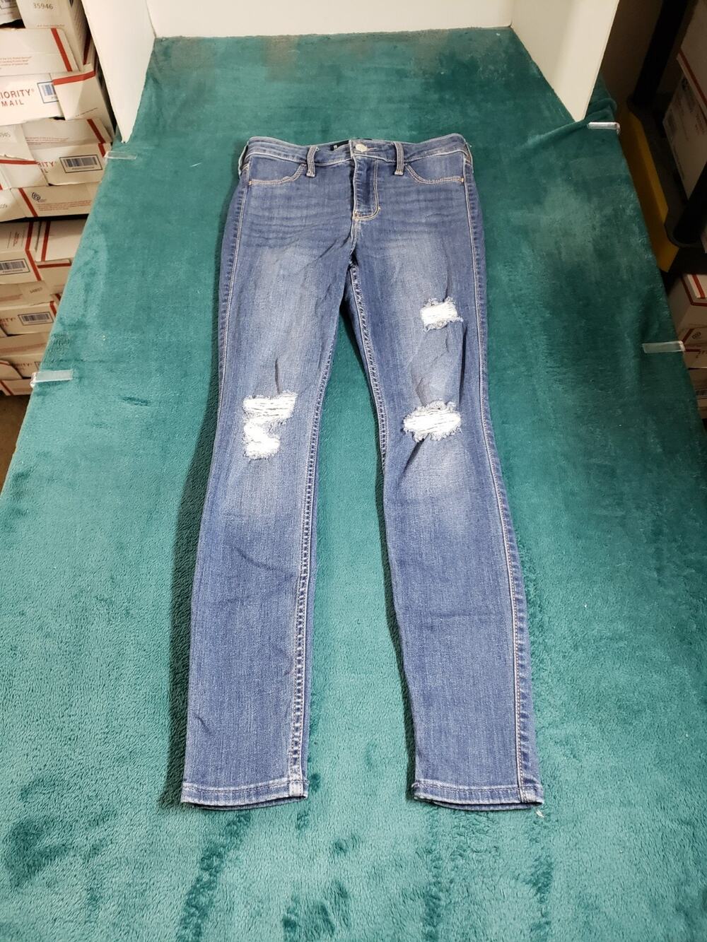 Hollister Jeans Size 1 Short Women Blue Stretch Pants Denim High Rise Jegging